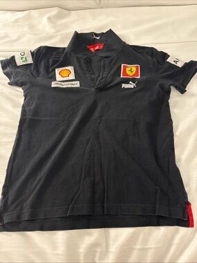 Vintage Puma x Ferrari Scuderia Racing Emboidered Patch Black T-Shirt Size M